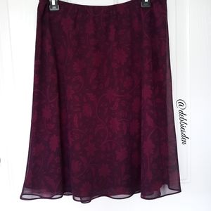 Venezia Maroon Purple Floral Midi Skirt